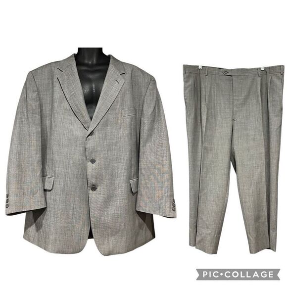 Calvin Gray Tattersall Suit Jacket Pants Men’s 50R 46W - Picture 1 of 11